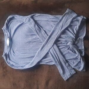 XS Pink Republic Women's Light Navy Blue Knotted Long Sleeve Shirt